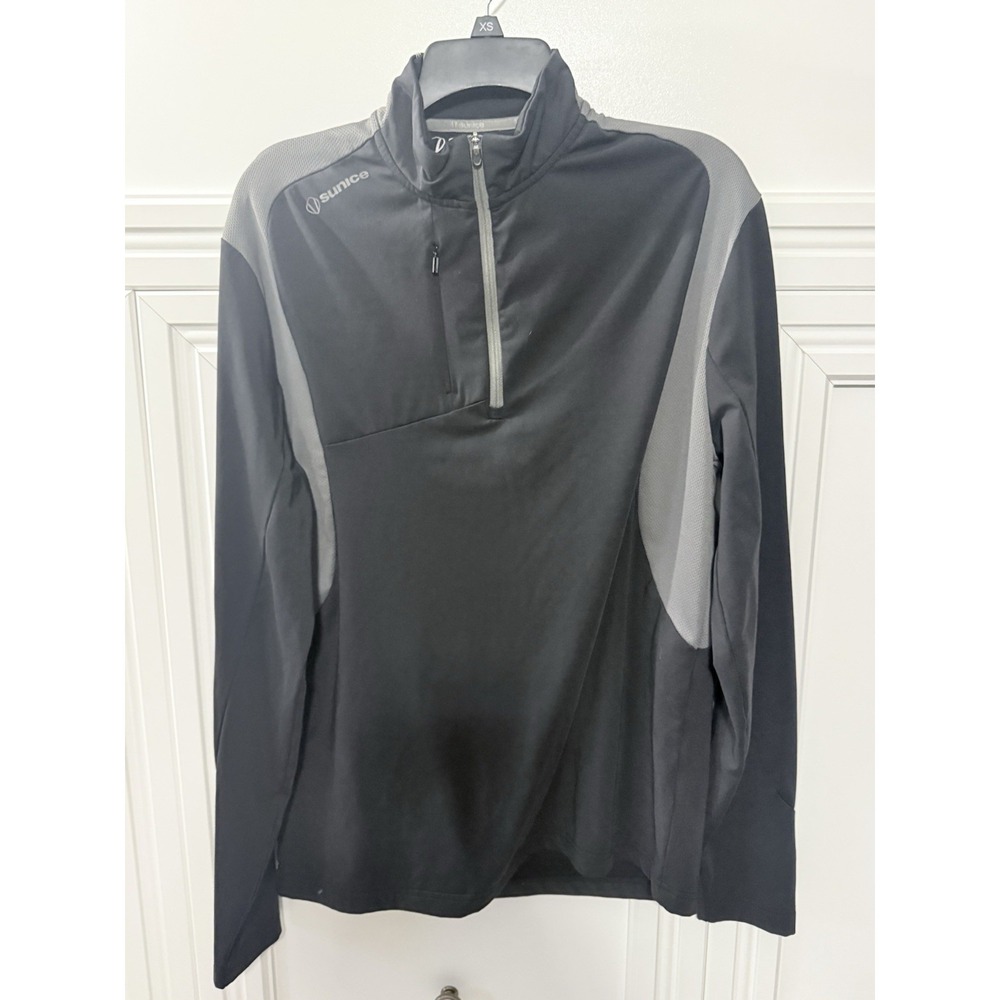 Sunice Golf 1/4 Zip Pullover Men's Large Black/Gray Super Lite‎ FX Sport Jacket